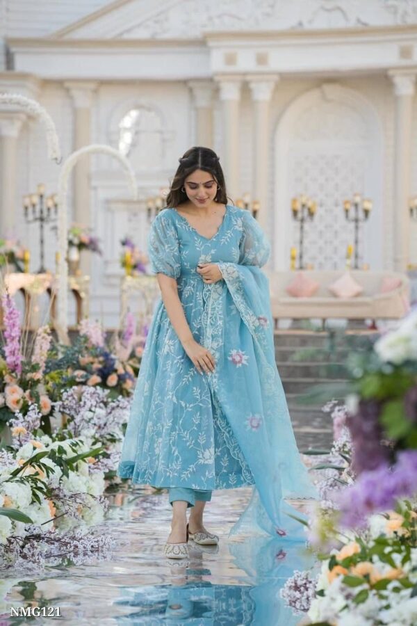 Sky Blue Anarkali And Dupatta