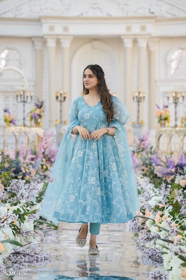 Sky Blue Anarkali And Dupatta