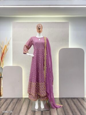 GEORGETTE EMBROIDERY WITH SEQUANCE WORK SUIT WITH STITCHED PANT AND DUPATTA