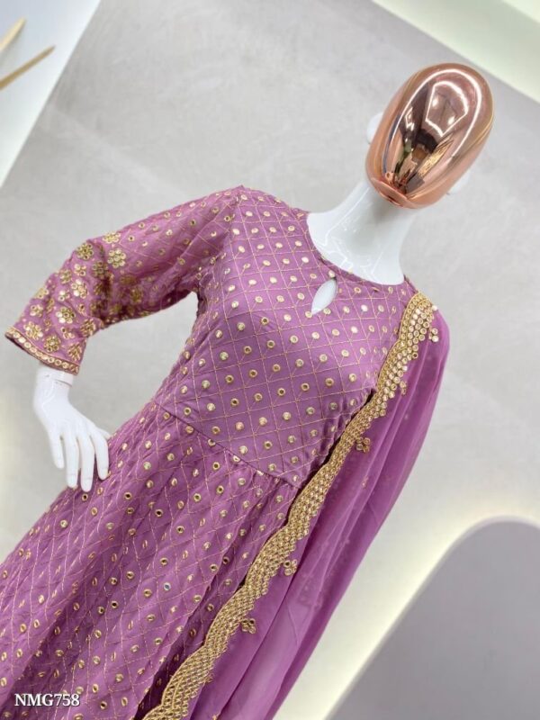 GEORGETTE EMBROIDERY WITH SEQUANCE WORK SUIT WITH STITCHED PANT AND DUPATTA