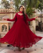 Anarkali Suit Faux Georgette fabric with Inner and Sequence Stone work