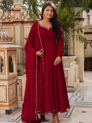 Anarkali Suit Faux Georgette fabric with Inner and Sequence Stone work