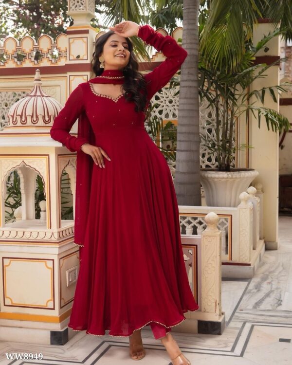 Anarkali Suit Faux Georgette fabric with Inner and Sequence Stone work