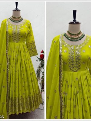 Designer Gown With Pant Dupatt Set