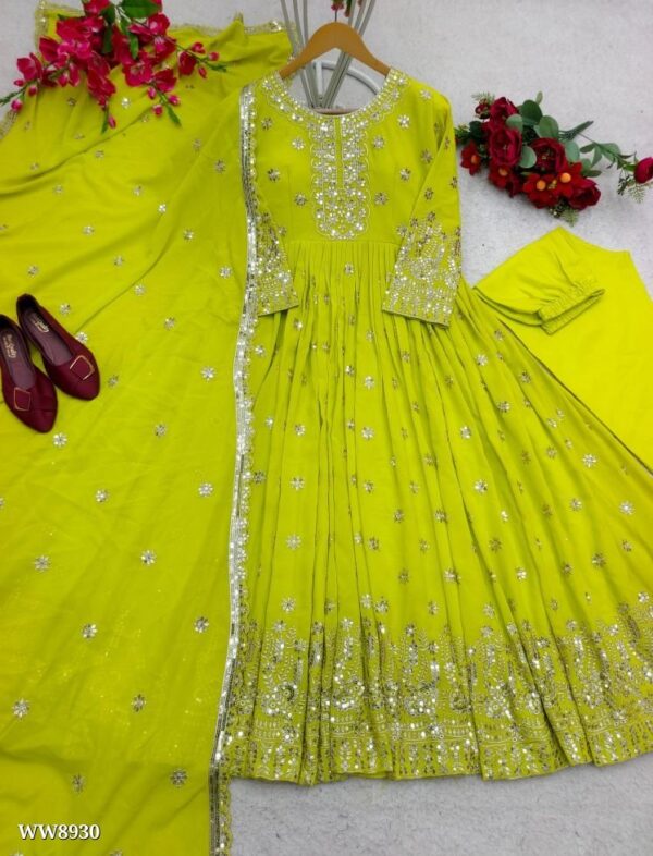 Designer Gown With Pant Dupatt Set