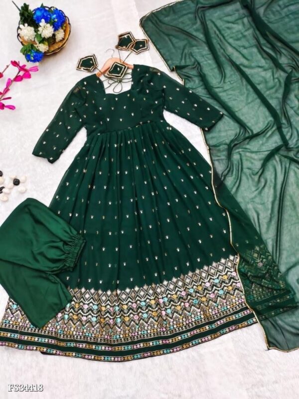 Green embroidery Georgette suit set