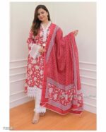 RED-WHITE PAKISTANI COTTON SUIT