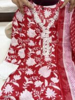 RED-WHITE PAKISTANI COTTON SUIT