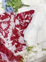 RED-WHITE PAKISTANI COTTON SUIT