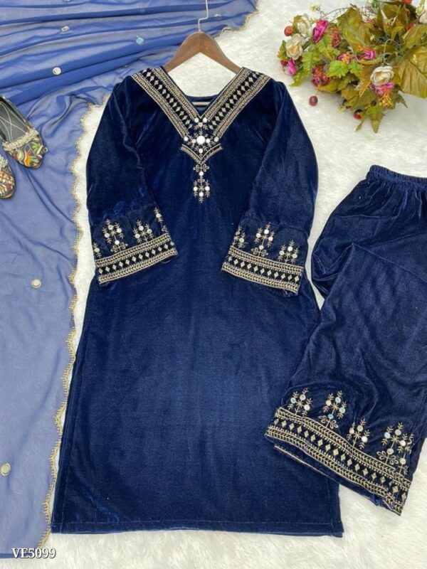 BOLLYWOOD STYLE VELVET SEQUENCE EMBROIDERY SUIT