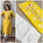 Pure Rayon cotton Embroidery and Pearl work Kurti With Pant