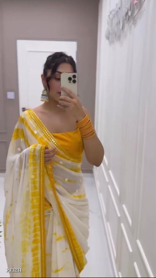 yellow Sequence Saree