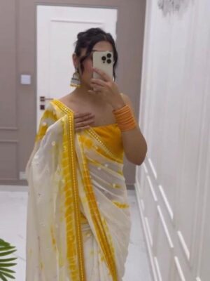 yellow Sequence Saree