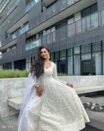 White Chikankari Gown With Dupatta