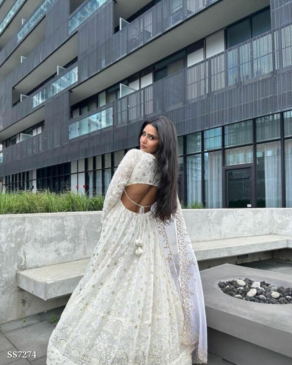 White Chikankari Gown With Dupatta