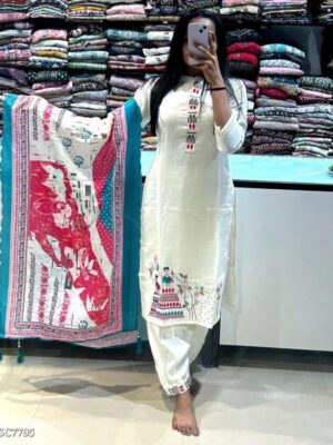 Cotton 3 Piece Set Kurti Pant Dupatta